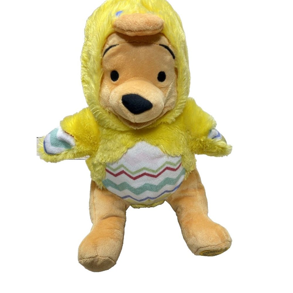 Winnie The Pooh Easter Stuffed Plush In Chick Costume Disney Store Patch On Foot